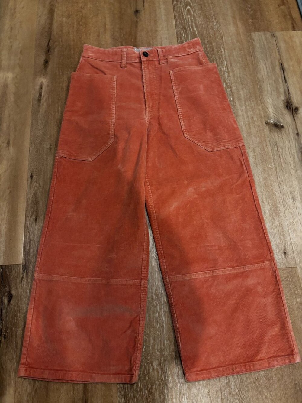 Everlane Terracotta Rust Corduroy Wide Leg Crop Pants 6